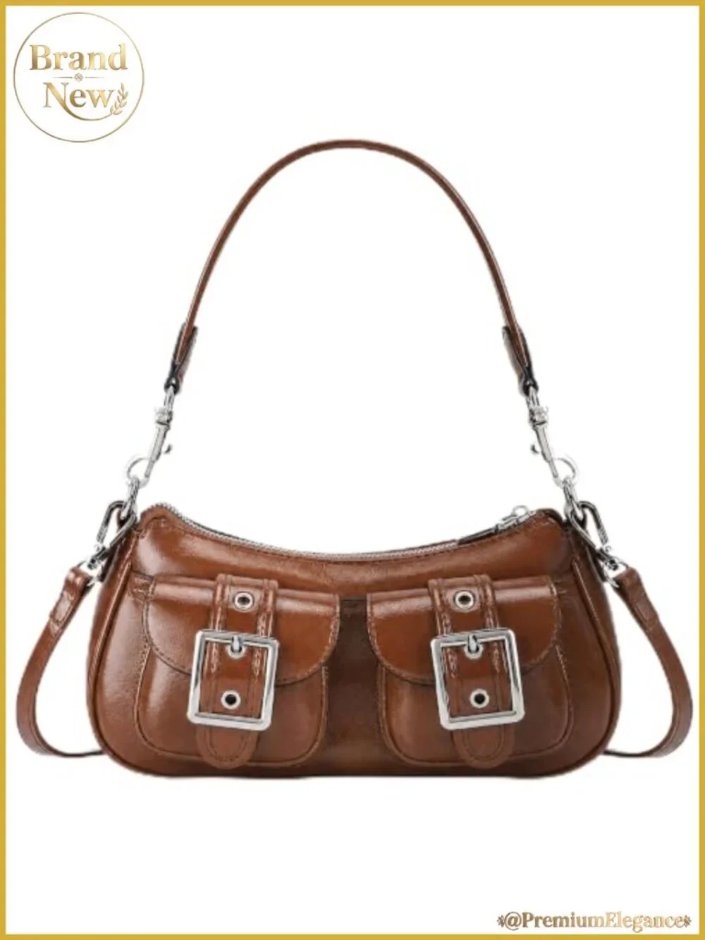 Faux Leather Shoulder Hobo Purse Crossbody Bag with Detachable Strap